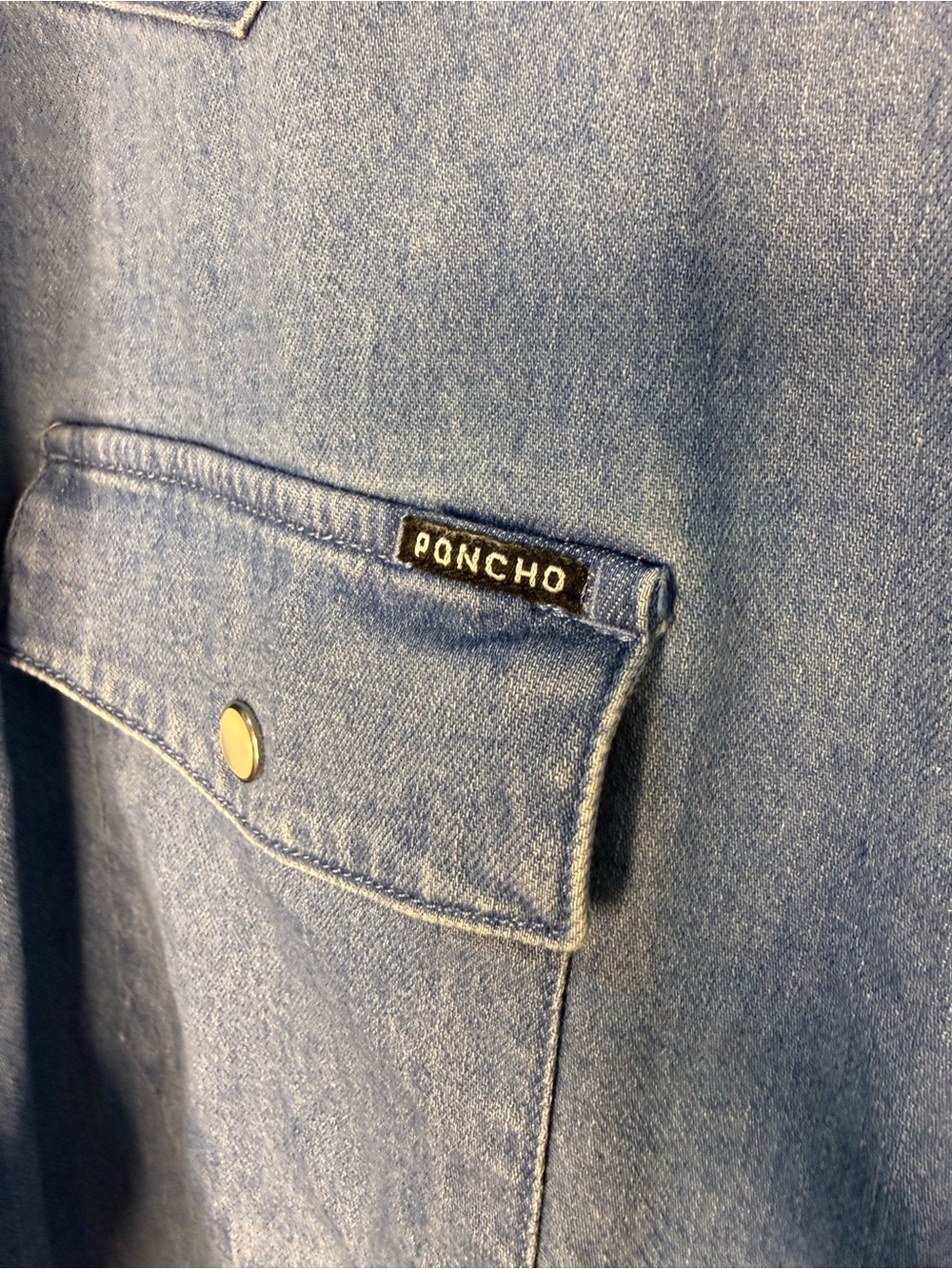 Poncho Men's Denim Button-Down Shirt in Light Blue - Picture 7 of 7